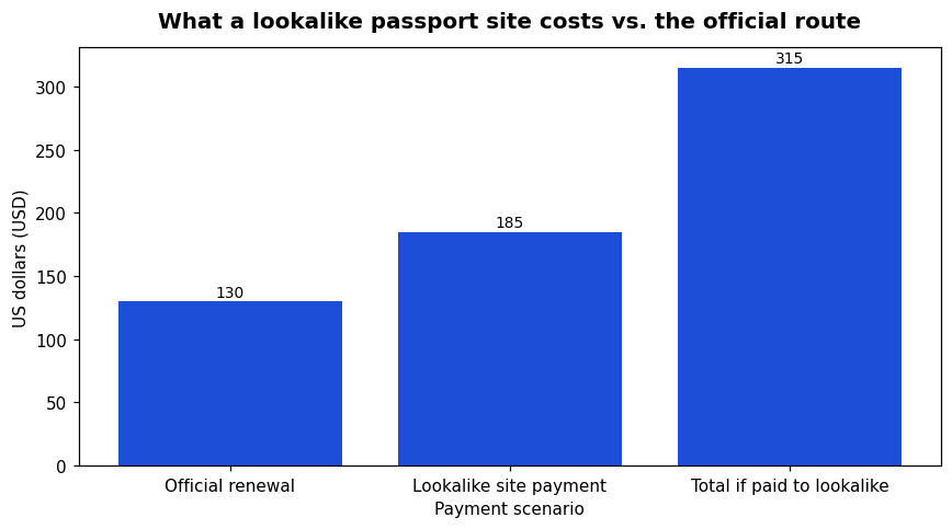 What a lookalike passport site costs vs. the official route